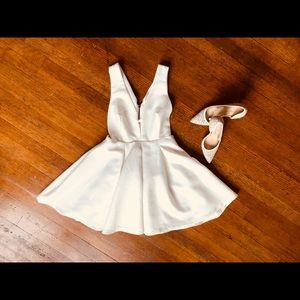 White Open Side Skater Dress
